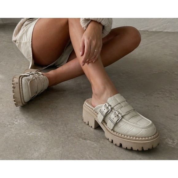 Free People Shoes - Free People Buckle Lyra Lug Loafers Slip On Beige Chunky Shoe Womens 37 US 6 - 7